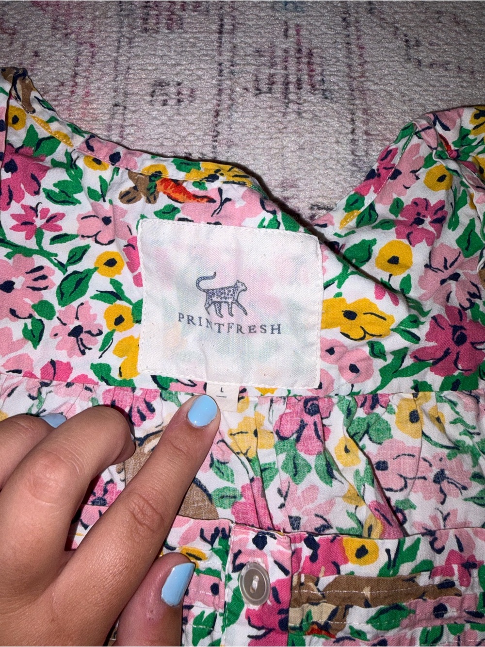 Printfresh pintuck pajama set in bunny trail - Picture 4 of 7